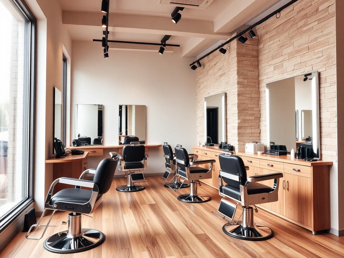 Interior of Atlas Barbershop with barber chairs and mirrors